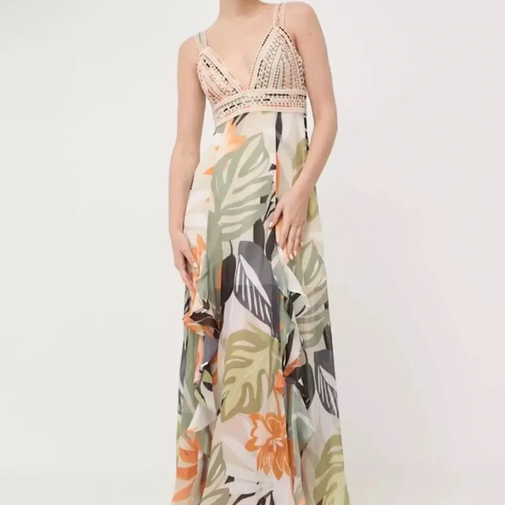Guess Women Multi Foliage Form Print Eco Serena Dress NWT 228.00